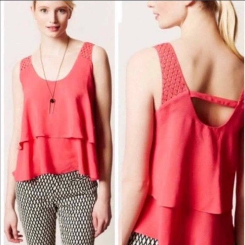 HD in Paris Poppy Pink Tank Top with Front Styled Layers🩷, Size 06P *LIKE NEW!*
